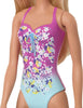 Barbie Doll, Blonde, Wearing Pink and Blue Floral Swimsuit, for Kids 3 to 7 Years Old