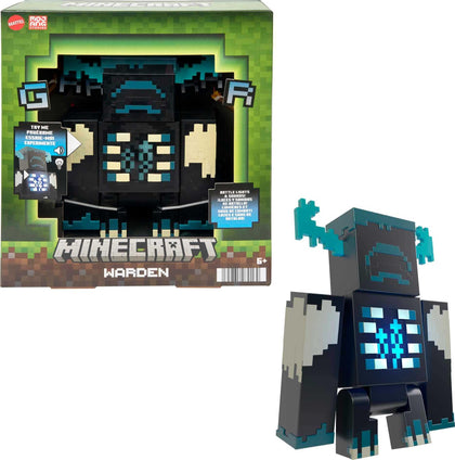 Mattel Minecraft Warden Action Figure with Lights, Sounds & Attack Mode, Collectible Toy Inspired by Video Game, 3.25-Inch