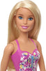 Barbie Doll, Blonde, Wearing Pink and Blue Floral Swimsuit, for Kids 3 to 7 Years Old