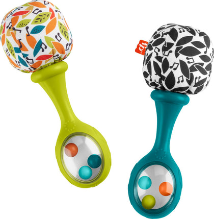 Fisher-Price Baby Newborn Toys Rattle Ân Rock Maracas Set of 2 Soft Musical Instruments for Babies 3+ Months, Neutral Colors (Amazon Exclusive)