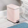 mDesign Small Modern 1.3 Gallon Rectangle Metal Lidded Step Trash Can, Compact Garbage Bin with Removable Liner Bucket and Handle for Bathroom, Kitchen, Craft Room, Office, Garage - Light Pink