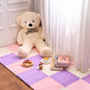 18 Pcs Plush Foam Floor Mat Square Interlocking Carpet Tiles with Border Fluffy Play Mat Floor Tiles Soft Climbing Area Rugs for Home Playroom Decor, 12 x 12 x 0.4 Inch (Beige, Light Pink, Mauve)