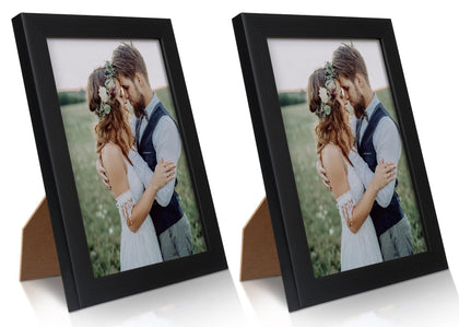 PECULA 2 Pack 5x7 Picture Frame, Black Picture Frame for Wall and Tabletop Display, Resistant Plastic Photo Picture Frame with Clear Plexiglass for Vertical or Horizontal Display