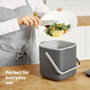 BLUE GINKGO Kitchen Compost Bin - Easy Clean Food Waste Bin for Kitchen with Handles | Countertop Compost Bin Kitchen Food Scrap Pail Bucket | Made in Korea (0.69 gal / 2.6L) - Grey