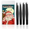 Tweezers for Women, Stocking Stuffers for Women Men Adults, Womens Gifts for Christmas White Elephant Gift Mom Santa Funny Stuffer Her Girls Teens Dad Mens, 4-Pack Tweezer Facial Hair Eyebrow Set