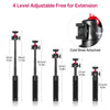 MT-16 Extendable Mini Camera Tripod, 4 Levels Adjustment 360° Ball Head Cold Shoe Lightweight Portable Vlog Travel Selfie Stick Handle Grip Desktop Webcam Tripod for Akaso DSLR Gopro 5 6 7 8 910 11