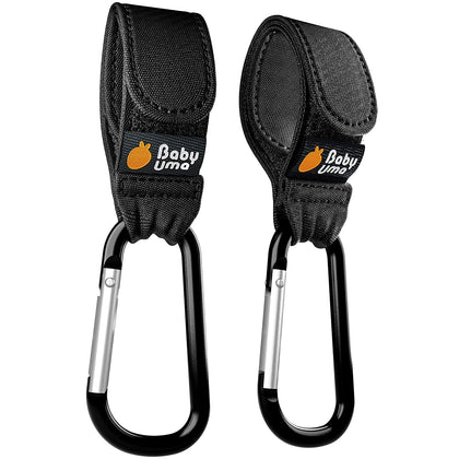 Baby Uma Stroller Hooks for Hanging Bags and Shopping - Stroller Straps - Universal Stroller Clips for Bags - Durable Black Stroller Hooks - 2 Pack Black Stroller Hooks