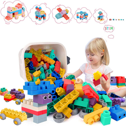 ROHSCE Soft Building Blocks for Toddlers, Baby Blocks Stacking Blocks for Babies 6 Months and Up STEM Toddler Gifts, Baby Soft Rubber Blocks Big Building Blocks Toys, 40 PCS