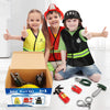 Cocojeci Boys Dress up Trunk Costumes Set,15pcs Pretend Role Play Set Fireman, Police, Construction Worker Costume with Accessories for Kids Ages 3-7