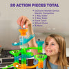 Marble Genius Marble Run Stunts Super Set: 125 Pieces Total, 20 Action Pieces Including 2 New Patented Trampolines, Includes Free Online App and Full-Color Instruction Booklet, Made for Ages 5 and Up