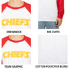 Ultra Game NFL Men's Super Soft Raglan Baseball Long Sleeve T-Shirt, Kansas City Chiefs, White Updated, Medium