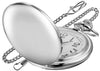 Realpoo Smooth Silver Color Men's Quartz Pocket Watch, Arabic Numeral Scale Men's Pocket Watch, Quartz Pocket Watch with Chain for Men- Silver