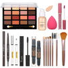 All in One Makeup Kit For Women Girls Teens 16 Colors Eyeshadow Palette Liquid Foundation Eyeliner Pencils Contouring Stick Lip Gloss Eyebrow Pencils Mascara Powder Puff 7Pcs Makeup Brushes Makeup Gift Sets