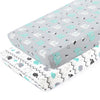 Pack n Play Sheets, BROLEX 2 Pack Mini Crib Sheets,Stretchy Portable Fitted Playard Sheet Set, Convertible Playard Mattress Cover,Ultra Soft Breathable Material,Elephant & Whale