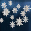 OuMuaMua Winter Christmas Hanging Snowflake Decorations, 12PCS Snowflakes Garland & 12PCS 3D Glittery Large White Snowflake for Christmas Winter Wonderland Holiday New Year Party Home Decorations