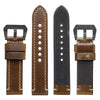 EACHE 22mm Brown Genuine Leather Watch Bands Imported Oil Waxed Leather Thick Leather Watch Straps Black Buckle