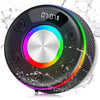 Bluetooth Shower Speaker, Portable Speakers Bluetooth 5.3 with HD Sound, IPX7 Waterproof, Colorful RGB Light/LED Display/FM Radio/Hands-Free Call/Suction Cup, Perfect for Bathroom Sing-Along, Black