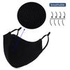 Extra Large Face Masks, Breathable 3-Ply Cloth Face Mask Adjustable Ear Loops for Big Face, Reusable Washable Black Cotton Masks for Adult Men (XL-Black-for Big/Beard Face Adults/Men)