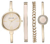 Anne Klein Women's AK/3290LPST Gold-Tone Bangle Watch and Premium Crystal Accented Bracelet Set