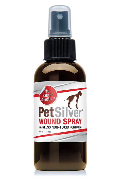 PetSilver Wound & Skin Spray with Chelated Silver, Allergy Relief for Dogs Itching, Hot Spot Treatment for Dogs, Cat and Dog Wound Care, All Natural Skin Soother for Dogs, Made in USA, 4 fl oz