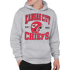 Junk Food Standard Team Helmet Pullover Hoodie. Relaxed Unisex Fit, Kansas City Chiefs-Athletic Heather, Large