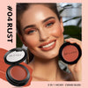 DE'LANCI Flushed Blusher, Glow Finish Korean Blush Natural Looking, Face Cream Blush with Brush Mirror, Long Last Lightweight Blushing for Cheek and Lip Tint,Waterproof Breathable,Tacl Free (RUST 04#)