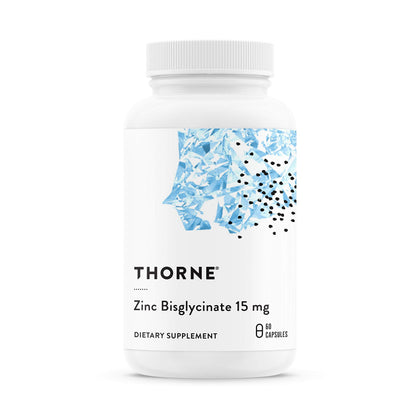 Thorne Zinc Bisglycinate 15mg - Daily Support for Skin, Eye & Immune System Health with Zinc Supplement Capsules - 60 Capsules