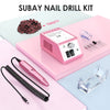 Subay Professional Finger Toe Nail Care Electric Nail Drill Machine Manicure Pedicure Kit Electric Nail Art File Drill with 1 Pack of Sanding Bands (Pink)