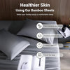 Shilucheng Cooling Breathable Bamboo_ Bed Sheets Set - 1800 Thread Count Super Silky Soft with 16 Inch Deep Pocket, Machine Washable, 4 Piece(Queen Size,Dark Grey)