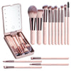 BS-MALL Travel Makeup Brush Set Foundation Powder Concealers Eye Shadows Makeup Set with LED light Mirror 14 Pcs (APINK)