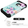 pixiu compatible with iphone 6 6s case,three layer heavy duty shockproof protective soft silicone hard plastic bumper sturdy case cover for iphone 6 6s 4.7 inch flower