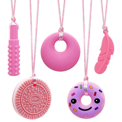 Chewy Necklaces for Sensory Kids, Silicone Chew Necklace for Children with Autism, ADHD, SPD, Chewing, Oral Motor Therapy Toy