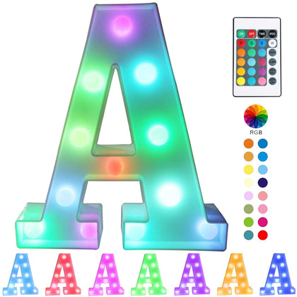 Pooqla Colorful LED Marquee Letter Lights with Remote - Light Up Marquee Signs - Party Bar Letters with Lights Decorations for the Home - Multicolor A