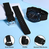 WOCCI 22mm Silicone Watch Band, Quick Release Rubber Replacement Strap with Black Stainless Steel Buckle (Black)