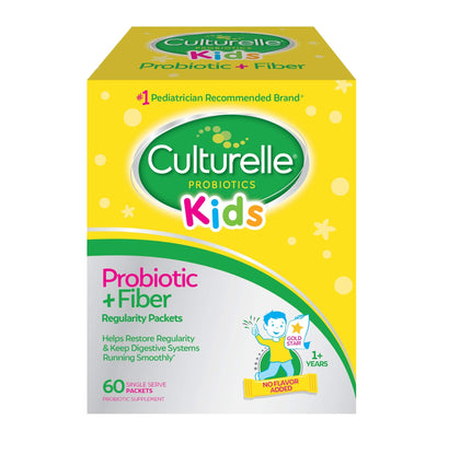 Culturelle Kids Probiotic + Fiber Packets (Ages 3+) - 60 Count - Digestive Health & Immune Support - Helps Restore Regularity