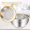 Wildone Mixing Bowls Set of 5, Stainless Steel Nesting Bowls with Khaki Lids, 3 Grater Attachments, Measurement Marks & Non-Slip Bottoms, Size 5, 3, 2, 1.5, 0.63 QT, Great for Mixing & Serving