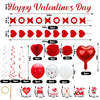 41Pcs Valentines Day Party Decoration Kit with 1 Valentine Banner 4 XO Garland Banner 12 Hanging Swirls 6 Paper Fans 4 Pompms 2 Love Balloons 12 Sequin Balloons Valentines Party Supplies Home Decor