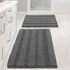 H.VERSAILTEX Grey Bathroom Rug Set Bath Mats, 2 Piece Bath Mats for Bathroom Non Slip Thick Soft Chenille Striped Bath Rug Set, Bath Mats for Bathroom Sets (Grey, 20