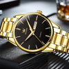 OLEVS Men's Watches Quartz Luxury Dress Watch Gold Stainless Steel Day Date 3ATM Waterproof Luminous Male Wrist Watches Black Dial