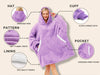 Oversized Wearable Blanket Sherpa Fleece Thick Warm Hoodie Blanket Big Hooded Sweatshirt Hoodie Blanket for Adults Women Girls Teenagers Teens Men Purple