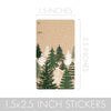 Evergreen Christmas Gift Tags, Self-Adhesive Stickers - 75 Labels, Holiday Gift Tags on Kraft