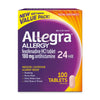 Allegra 24HR Adult Non-Drowsy Antihistamine Tablets, 100-Count, 24-Hour Allergy Relief, 180 mg