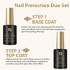 UNA GELLA Gel Base Top Coat Set, 2PCS Gel Top Base Coat Gel Polish U V for Gel Nail Polish, Diamond Shiny, Protects Nails Healthy, Clear Gel Base Coat & No Wipe Top Coat for DIY Nail Art Home