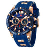 Mini Focus Men Watches Unique Casual Wrist Watches (Chronograph/Waterproof/Luminous/Calendar/24 Hours) Silicon Band Fashion Watches for Men(Blue)