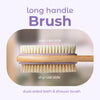 MainBasics Back Scrubber for Shower Long Handle Back Brush Dual-Sided with Exfoliating and Soft Bristles (Lavender, Wood)