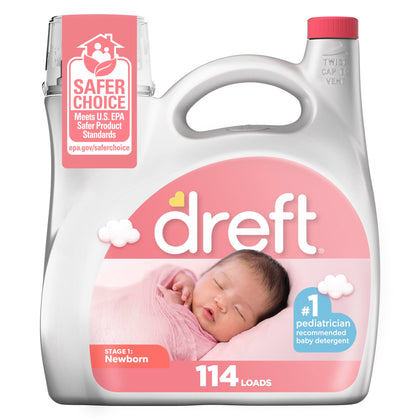 Dreft Stage 1: Newborn Baby Liquid Laundry Detergent 114 loads 165 fl oz