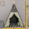 TreeBud Teepee Tent for Kids Stripe Padded Mat Foldable Dark Tone Grey Play Tents for Girl and Boy with Carry Case Wooden Pole Printing Canvas Tepee Playhouse for Child Indoor Outdoor