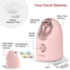 Newbealer Mini Aroma Face Steamer, 160ml Nano Ionic Hot Mist Facial Humidifier Atomizer, Home Sauna Spa Sprayer Moisturizing Cleansing Pores, 9 Pieces Acne Remover Kit Included, Pink-Gold