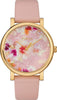 Timex Women's Crystal Bloom 38mm Watch - Pink Floral Crystal Fabric Dial Gold-Tone Case with Pink Leather Strap