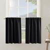 PANELSBURG Small Window Curtains for Bathoom,Half Window Short Cafe Curtain for Kitchen Bedroom,Set 2 Panels,24 Inch Length,Black